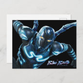 Carte Postale Œuvre d'art du personnage de Blue Beetle sautant (Devant / Derrière)