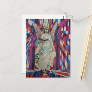 Carte Postale Œuvre d'art en collage d'un ange rétro traversant