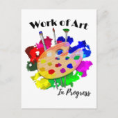 Carte Postale Oeuvre D'Art En Cours Pinceaux De Palette Artiste (Devant)