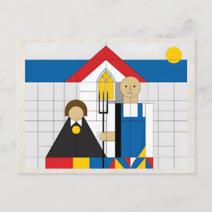 Carte Postale Œuvre d'art remixée par l'IA Couple Bauhaus