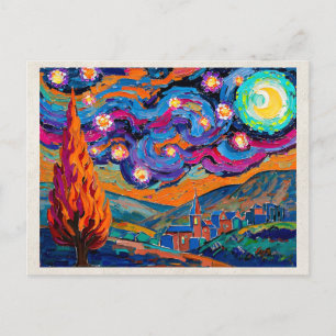 Carte Postale Œuvre d'art remixée par l'IA Fauvisme Nocturne