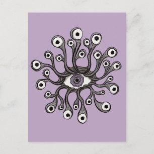 Carte Postale Œuvre d'art surréaliste de tentacule d'œil Weirdco
