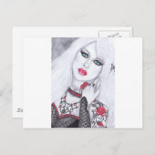 Carte Postale Oeuvre de belles dames et fleurs (Devant / Derrière)