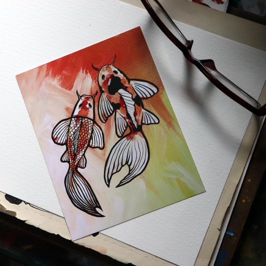 Carte Postale Oeuvre de Koi Pond Fish