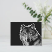 Carte Postale Oeuvre de Loup noir et blanc (Debout devant)