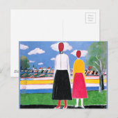 Carte Postale OEuvre de Malevich, Deux figures dans un paysage (Devant / Derrière)