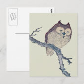 Carte Postale Oeuvre de nuit japonaise de la Chouette couchée (Devant / Derrière)