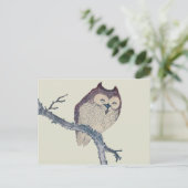 Carte Postale Oeuvre de nuit japonaise de la Chouette couchée (Debout devant)