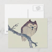 Carte Postale Oeuvre de nuit japonaise de la Chouette couchée (Devant / Derrière)