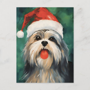 Carte Postale OEuvre de peinture de Noël Lhasa Apso