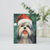 Carte Postale OEuvre de peinture de Noël Lhasa Apso (Debout devant)