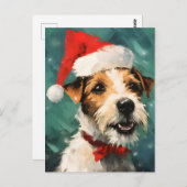 Carte Postale OEuvre de peinture de Noël Russel Terrier (Devant / Derrière)