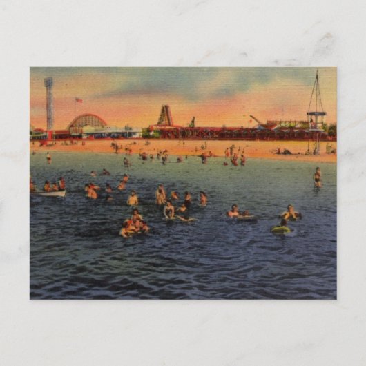 Carte Postale Oeuvre vintage de Pontchartrain Beach (Devant)