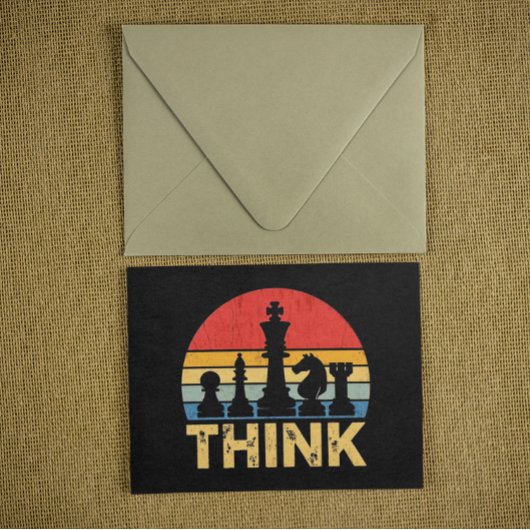 Carte Postale Oeuvre vintage d'échecs Sunset - Inspirer "Think"