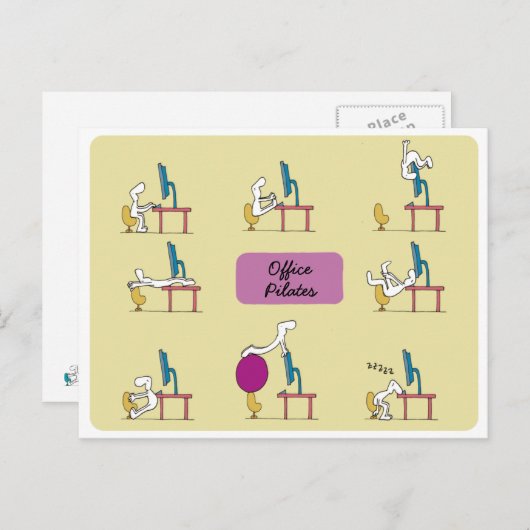 Carte postale Office Pilates, jaune (Devant / Derrière)