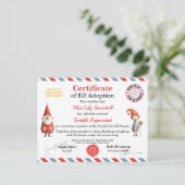 Carte Postale Official North Pole Elf Adoption Certificate  (Debout devant)