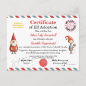 Carte Postale Official North Pole Elf Adoption Certificate  (Devant)