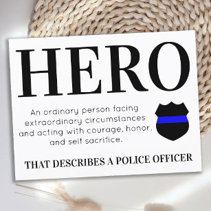 Carte Postale Officier de police Hero Thin Blue Line Merci Postc