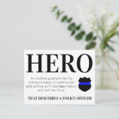 Carte Postale Officier de police Hero Thin Blue Line Merci Postc (Debout devant)