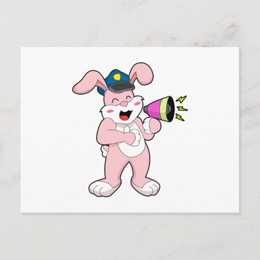 Carte Postale Officier de police lapin Microphone (Devant)