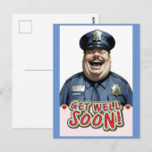 Carte Postale Officier drôle rétablissement rapide (Devant / Derrière)