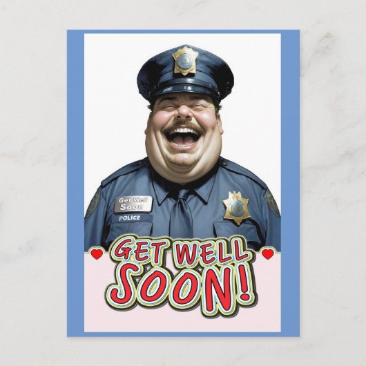 Carte Postale Officier drôle rétablissement rapide (Devant)