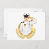 Carte Postale Officier militaire en gesture de salut (Devant / Derrière)