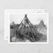 Carte Postale Oglala Femmes et enfants à l'intérieur de Tipi (Devant / Derrière)