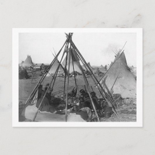 Carte Postale Oglala Femmes et enfants à l'intérieur de Tipi (Devant)