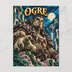 Carte Postale Ogre, Monstre en Papier Découpé