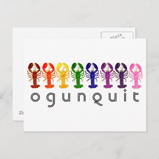 Carte Postale Ogunquit Maine Rainbow Lobsters (Devant / Derrière)