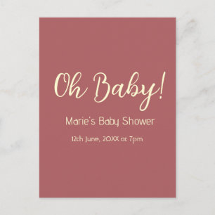Carte Postale oh baby nom date maron simple minimal tendance