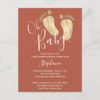 Oh Baby Terracotta Baby shower Postcard Invitation