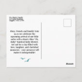 Carte Postale "Oh, bébé" Baby shower bleu marine rustique (Dos)