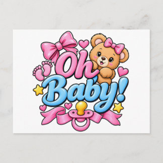 Carte Postale Oh Bébé ! Conception de célébration de Baby Shower