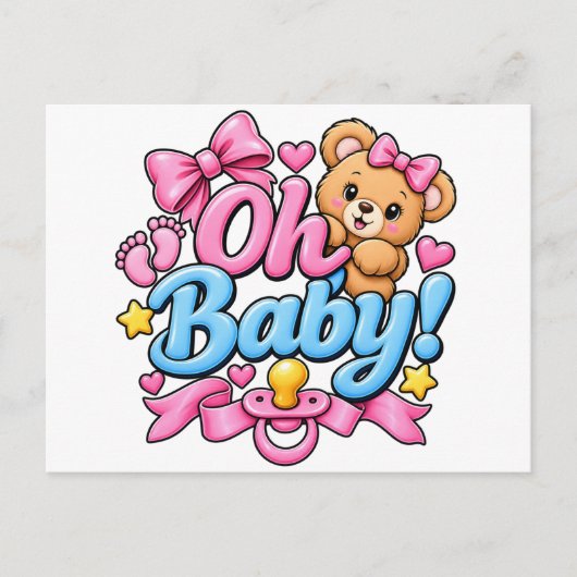 Carte Postale Oh Bébé ! Conception de célébration de Baby Shower (Devant)