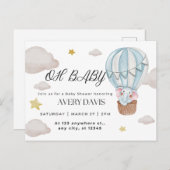 Carte Postale oh bébé, éléphant, bleu (Devant / Derrière)