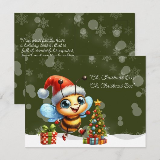 Carte Postale "Oh, BEE de Noël, Oh, BEE de Noël" (Devant / Derrière)