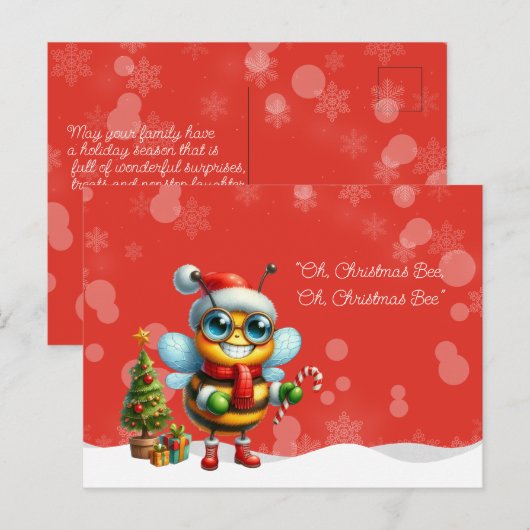 Carte Postale "Oh, BEE de Noël, Oh, BEE de Noël" (Devant / Derrière)