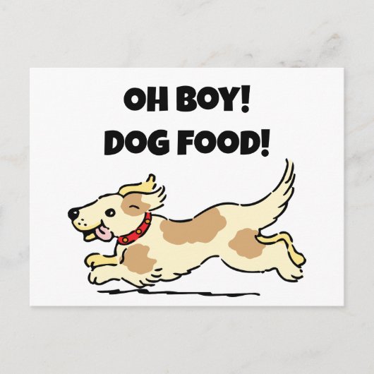 Carte Postale Oh Boy Chien Nourriture Affamé Chiot Illustration (Devant)