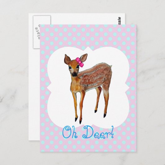 Carte Postale "Oh Deer" faon (Devant / Derrière)
