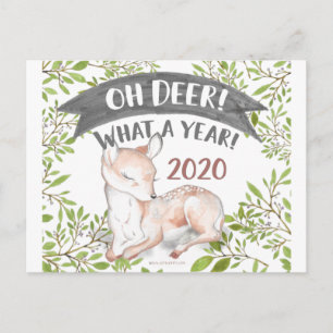 Carte Postale Oh Deer Quelle année drôle Noël Woodland 2020