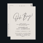 Carte Postale oh garçon Baby shower script crème élégant<br><div class="desc">oh garçon Baby shower script moderne crème neutre élégant design d'invitation de fête. Conception idéale sans distinction de genre.</div>