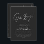 Carte Postale oh garçon Baby shower script noir élégant<br><div class="desc">oh garçon Baby shower script moderne noir élégant design d'invitation de fête. Conception idéale sans distinction de genre.</div>