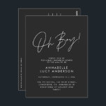 Carte Postale oh garçon Baby shower script noir élégant<br><div class="desc">oh garçon Baby shower script moderne noir élégant design d'invitation de fête. Conception idéale sans distinction de genre.</div>