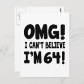 Carte Postale Oh mon Dieu ! Je ne peux pas croire que j'ai 64 an (Devant / Derrière)