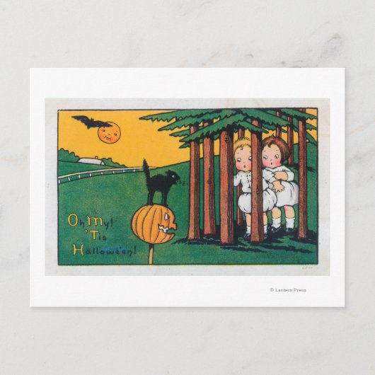 Carte Postale Oh Mon Halloween Chat Noir Enfants Soignants (Devant)