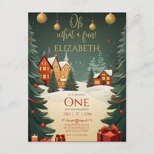 Carte Postale Oh Quel plaisir 1er Anniversaire de Noël  (Devant)