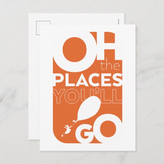 Carte Postale Oh, The Places You'll Go! Typographie Orange (Devant / Derrière)