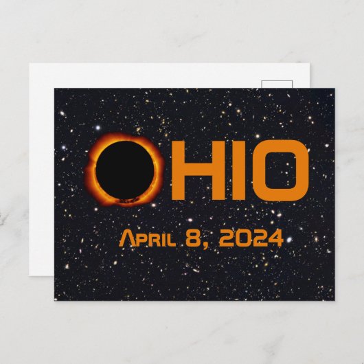 Carte Postale Ohio 2024 Total Éclipse Solaire (Devant / Derrière)